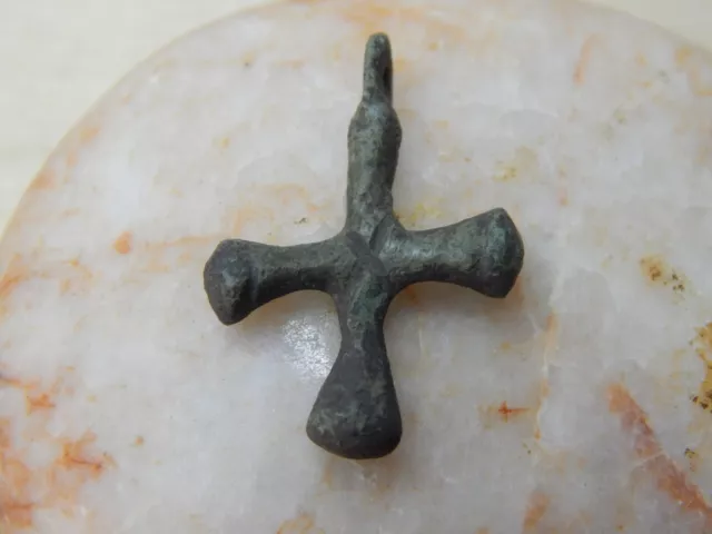 Ancient Bronze Cross Pendant 31x21 mm, Viking Age