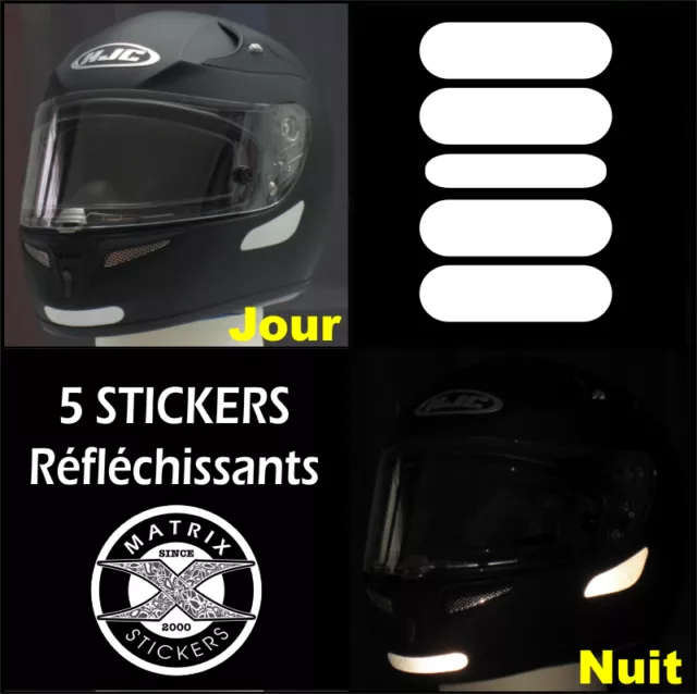 5 Stickers BLANCS RETRO-REFLECHISSANTS pour CASQUE - mod.2