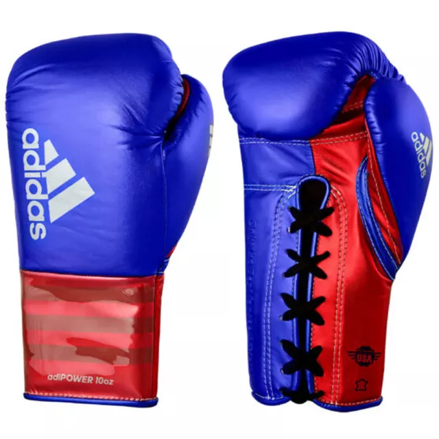 Adidas Adipower Pro Metallic Blue Lace Up Boxing Gloves