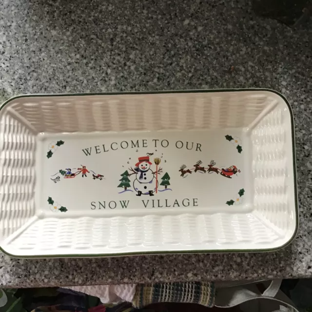 PFALTZGRAFF Welcome To Our Snow Village Bread Rectangular Christmas Serve Plate