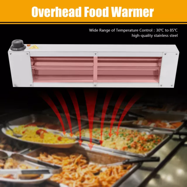 24" Overhead Food Warmer Commercial Infrared Strip Heater with Cord & Plug 110V