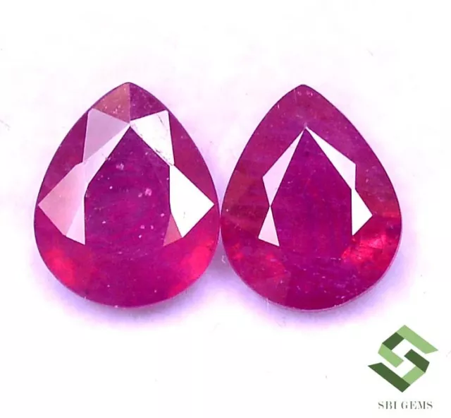 10x8 mm Natural Ruby Pear Cut Pair 5.25 CTS Faceted Calibrated Loose Gemstone GF