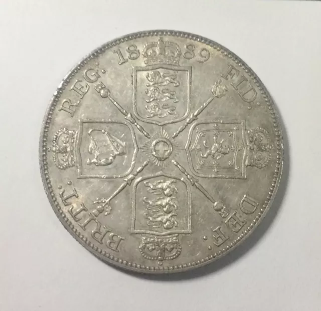 1889  Gt Britain VictorIa Jubilee  Double Florin 4 Shilling  Original  Lustrous