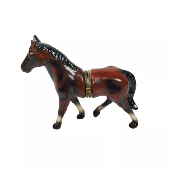 Stash Box Horse Small Figurine Toy Compartment Hidden Trinket Brown