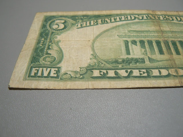 1928 Five Dollar Bill $5 United States Note Red Seal 5
