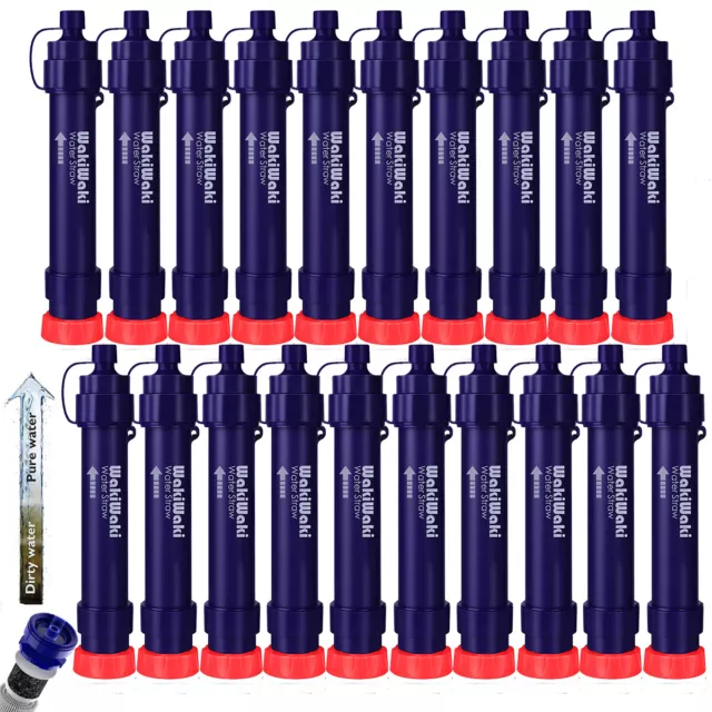 Water Filter Straw Purifier 20-Pack Outdoor Camping Hiking Emergency Survival