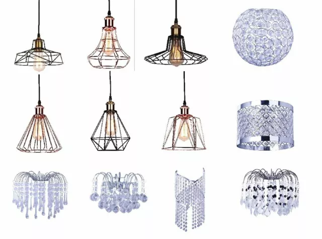 Moderner Kronleuchter Deckenleuchte Schirme Acryl Kristall Tröpfchen Anhänger Lampenschirm