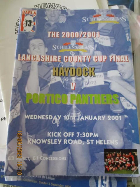 2001 Lancashire County Cup Final Rugby League Haydock v Portico Panthers