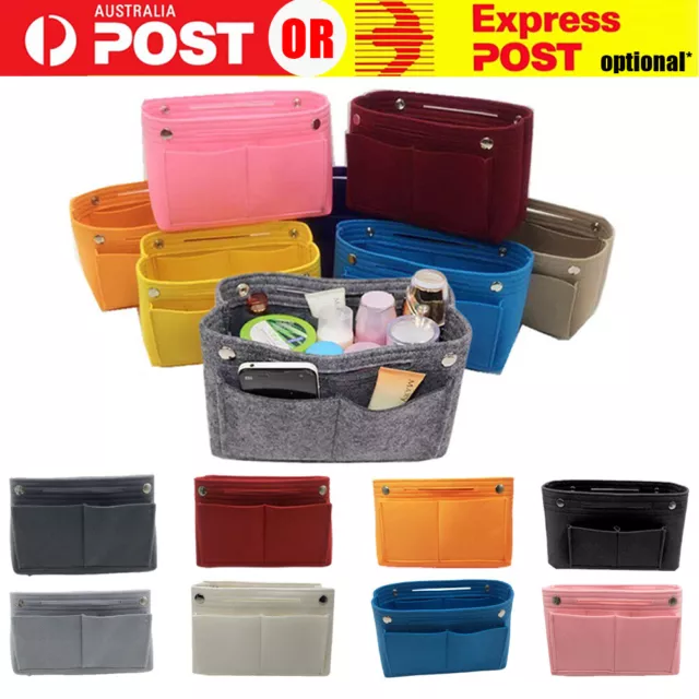 Travel Organiser Handbag Felt Bag Tote Insert Liner Purse Pouch Women 3 Sizes AU