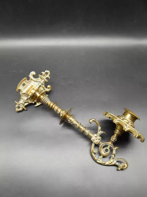 Stunning Original Victorian Cast Brass Piano Sconce Candle Sconce Reclaimed