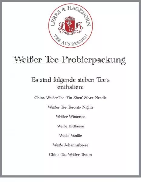 Weißer Tee-Probierpackung (7 Sorten)