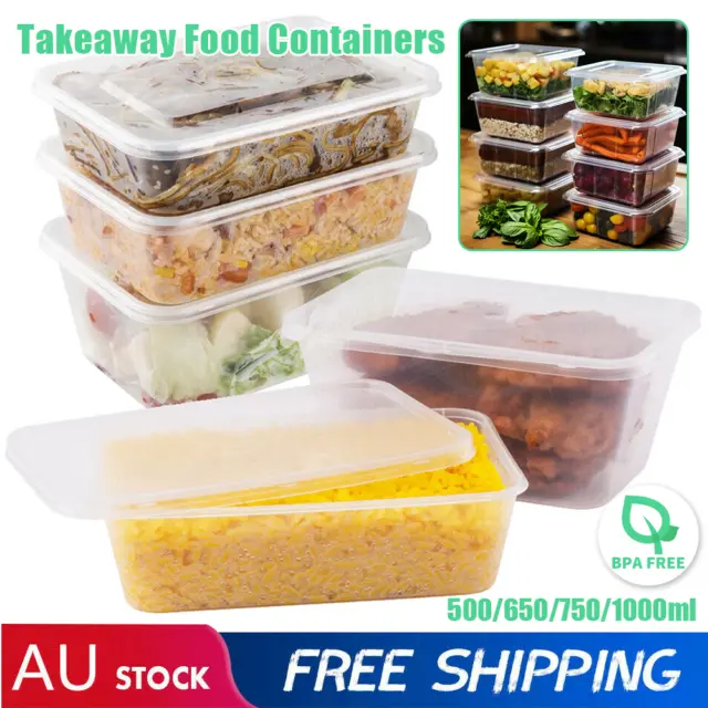 Reusable Take Out Plastic Bento Lunch Box Microwave Storage Containers with Lids