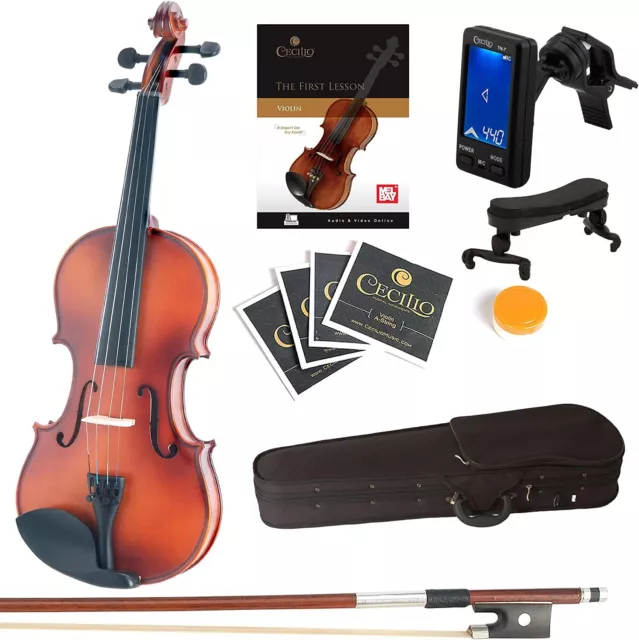 Mendini By Cecilio Violin For Kids & Adults - 4/4 MV Antique Satin