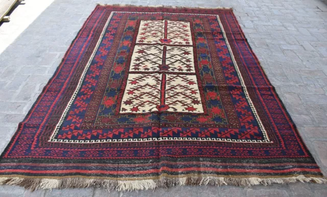 6'4 x 9'5 Handmade afghan tribal adraskan wool area kilim rug, 6x9 persian rug