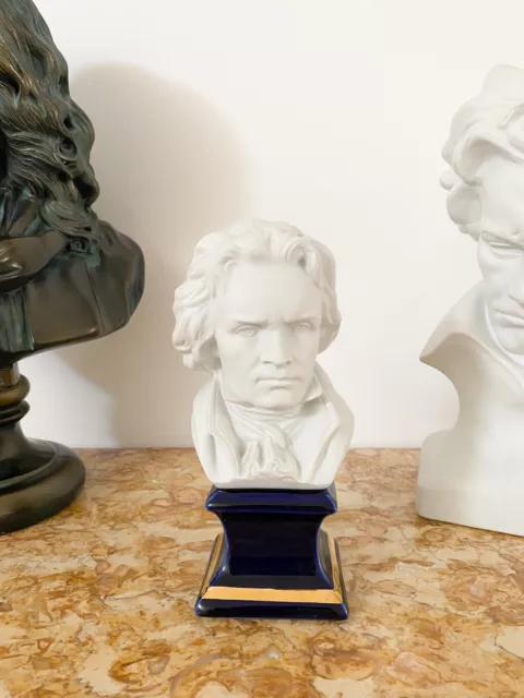 Sublime buste de Beethoven en biscuit et porcelaine de Limoges 22 cm COMME NEUF