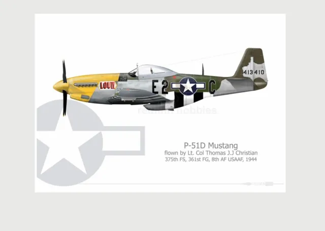 Warhead Illustrated P-51D Mustang Lou IV Aircraft Print