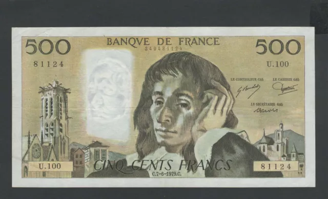 Baisse de Prix Billet 500 Francs Pascal 07/06/79 TTB+ Fay 71-19 N° 100