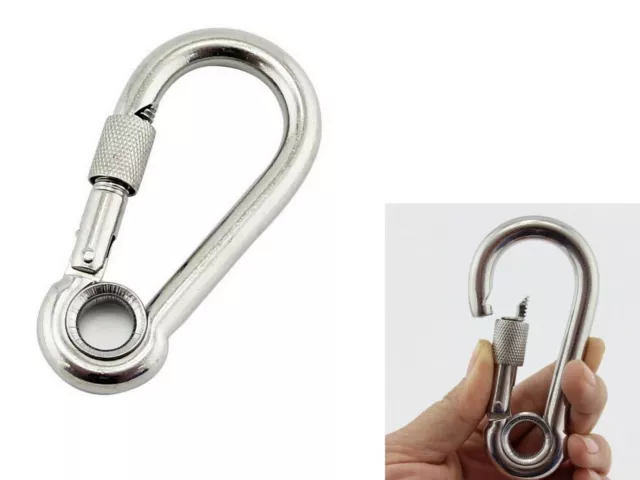 8mm - STAINLESS STEEL 316 Snap Hook SAFETY CLIP Climbing Lock CARABINER