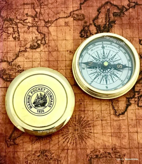 Nautical Brass Poem Compass Robert Frost Marine Pocket 1920 Camping Compass Gift