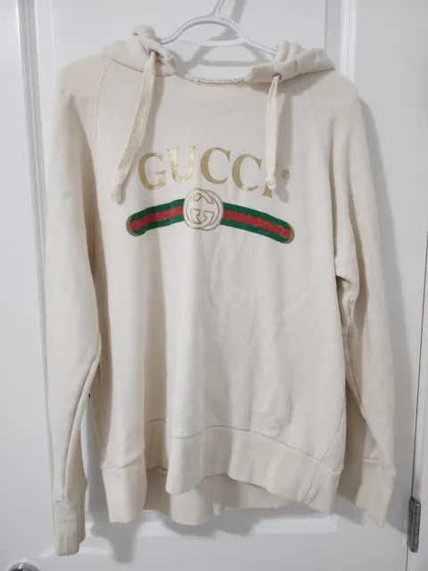 Gucci White Oversized Vintage 'Blind For Love' Twin Dogs Hoodie Women's XS