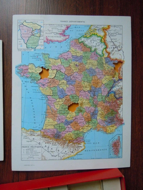 Lot De 2 Puzzles éducatifs Anciens En Bois - Géographie Artistique Amérique & Europe Larousse