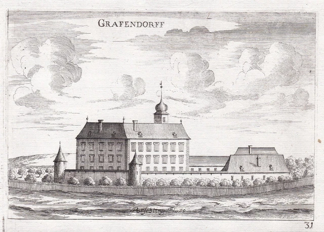 Castello Neutenstein Untergrafendorf Incisione Stampa Antica Vischer 1672