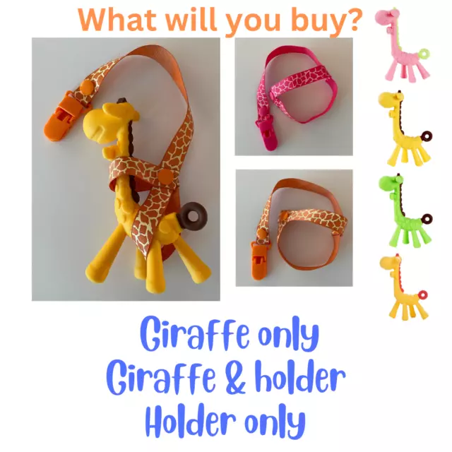 Baby Giraffe teething toys Holder Strap Food Grade Silicone Freezable Chew Toy 2