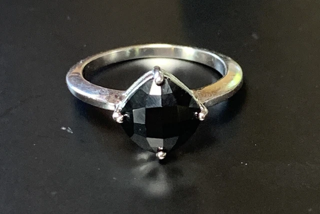 Retired Rare Authentic Swarovski Black Crystal Square Cut Ring Sz 6