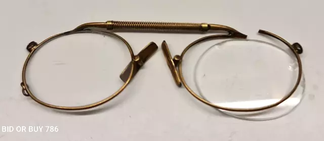 Pince Nez Glasses 1930's Rolled Gold Gold Plated Spring Design Nose