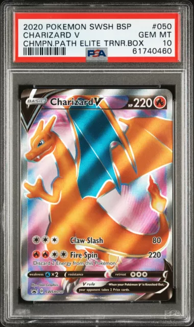 2020 Pokemon Blk Star Charizard V Champion's Path Elite Trainer PSA 10 61740460