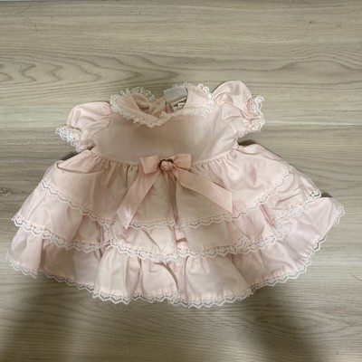 Vintage Alexis Baby Girl Pale Pink Frilly Dress Lacy Made in USA