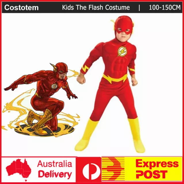 The Flash Kids Cosplay Superhero Boys Muscle Chest Justice League Party Cosplay