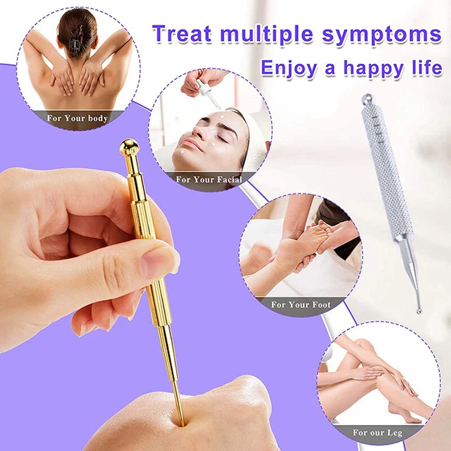 Facial Reflexology Massage Tool Retractable Acupuncture Pen Copper