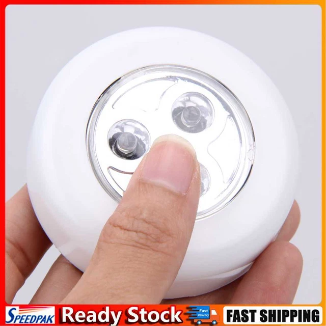 Mini Touch lumière 3 LED Stick sans fil Tap garde-robe Touch lampe à piles ronde