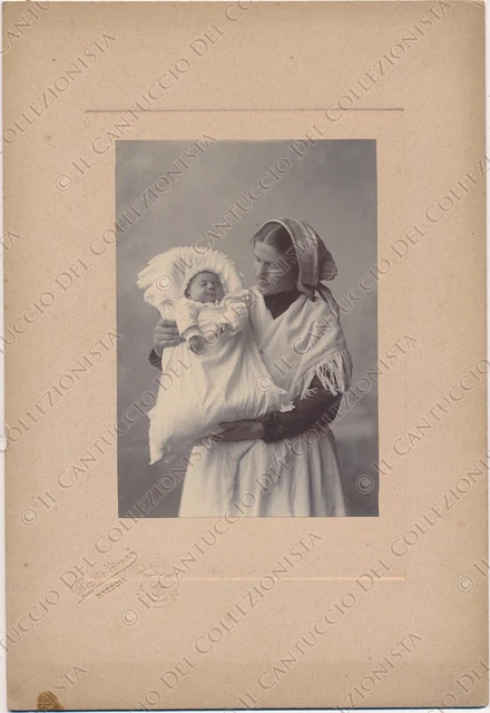 1900c Ritratto balia nutrice con bambina Fotografia Capitanio Brescia