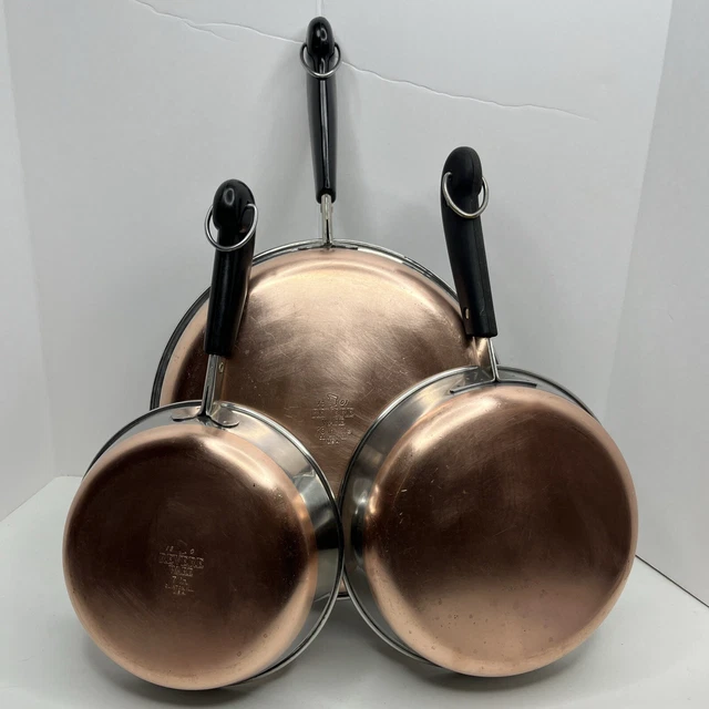 Revere Ware Copper Bottom 10” & 7” Skillet Set Of 2 No Lids 8” Pre 1968 No Lid