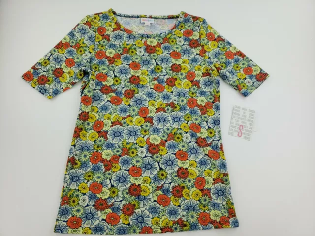 NEW LuLaRoe Gigi Shirt Women’s Size Small Blue Orange Yellow Flowers Design Top