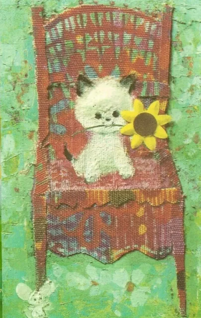 Darling Happy Birthday with All My Love Vintage Greeting Card 1970's Cat Kitten