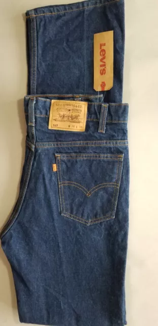 LEVI STRAUSS VINTAGE USA ORANGE TAB Men 517 Boot Cut Denim Jean - 34x38 Dk Blue