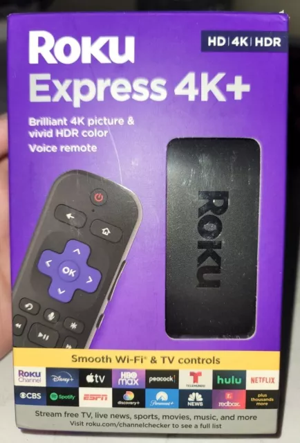 Roku Express 4K+ Streaming Media Player HD/4K/HDR, wireless, voice remote, HDMI