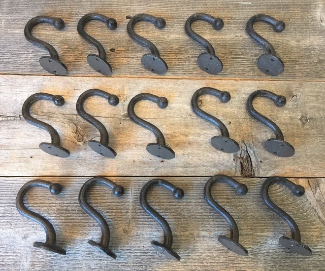15 Rustic Large U-Shape Hooks Coat Hat Closet Hall Tree Storage Restoration Iron