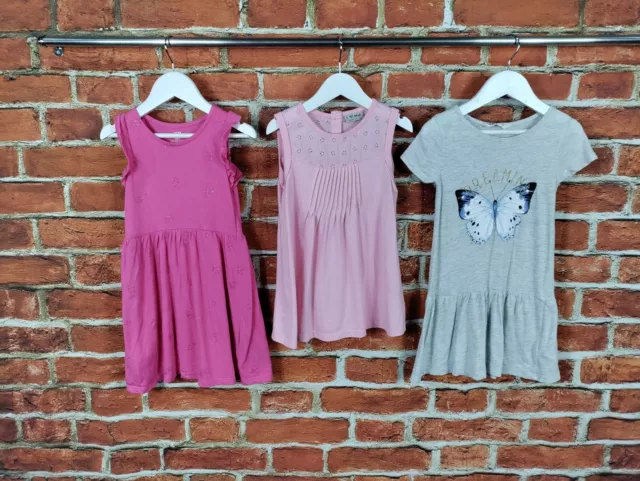 Girls Bundle Age 2-3 Years H&M Next T-Shirt Dresses Summer Butterfly Pink 98Cm