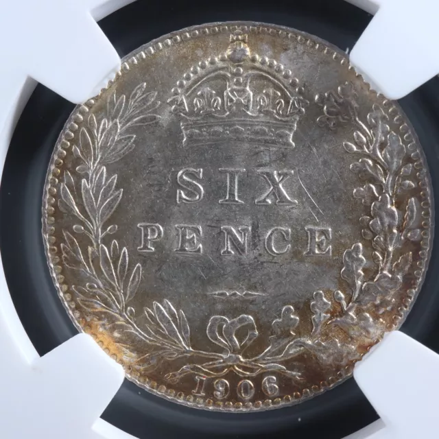 Six pence 1906 NGC MS-62 Great Britain KM#799 Silver UK GB Grande-Bretagne 6