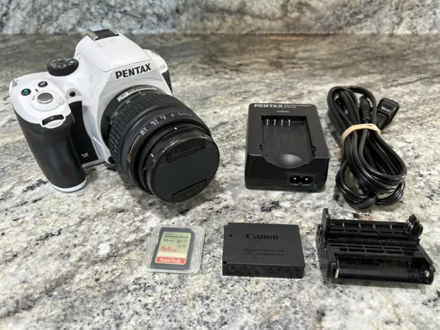 Pentax K-50 16.2MP SLR Digital Camera White with 18-55mm Lens & Battery Adapter