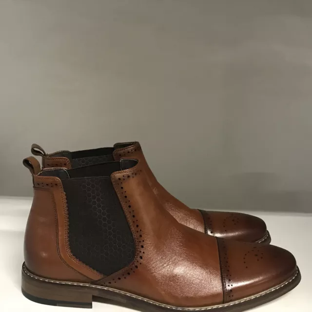 STACY ADAMS ALOMAR Cap Toe Chelsea Boot Mens Cognac Leather 25129