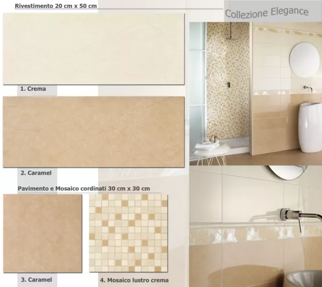 Piastrelle Bagno Crema Caramello Beige Cucina 20X50  30X30 Mosaico Pavimento