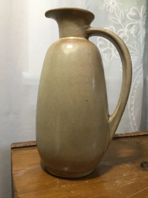 Vintage MCM Frankoma 835 Pitcher Jug Vase Clay Pottery Brown Beige Umbre 8”