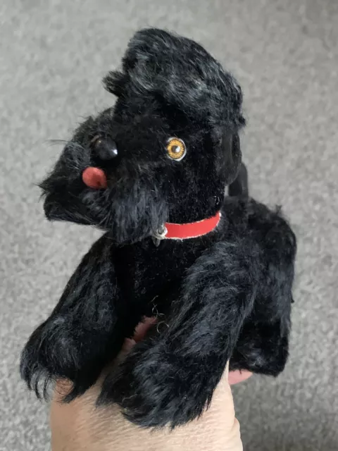 Vintage Steiff Snobby Poodle Mohair Black Dog Jointed  5.5”-Excellent No ID