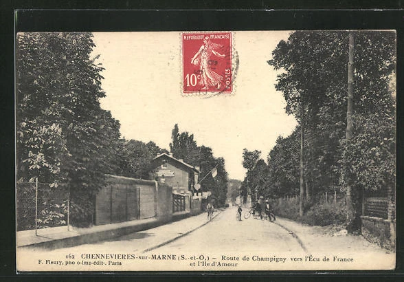 CPA Chennevières-sur-Marne, Route de Champigny vers l´Ècu de France et l´Ile d´