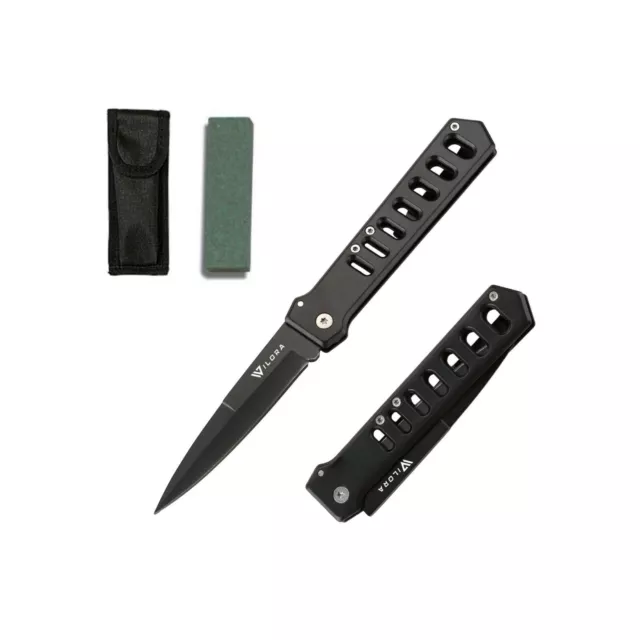 Wilora folding knife - Includes nylon sheath and sharpening stone